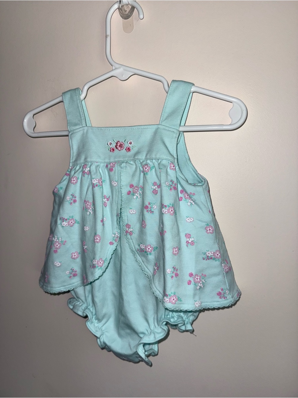 Kissy Kissy Mint Floral Sleeveless Baby Romper - Picture 3 of 5